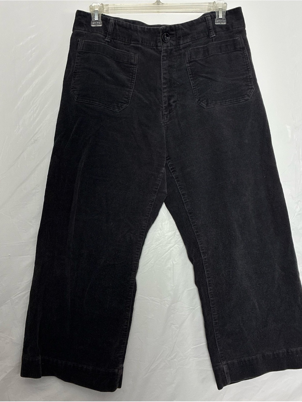 Quince Women's Cropped Corduroy Wide Leg Pants Faded Black SZ 14 Good Condition